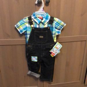 Wrangler baby 12 month shirt and overalls